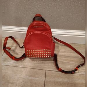 Michael Kors xsmall Abbey Red Studded Backpack barely used